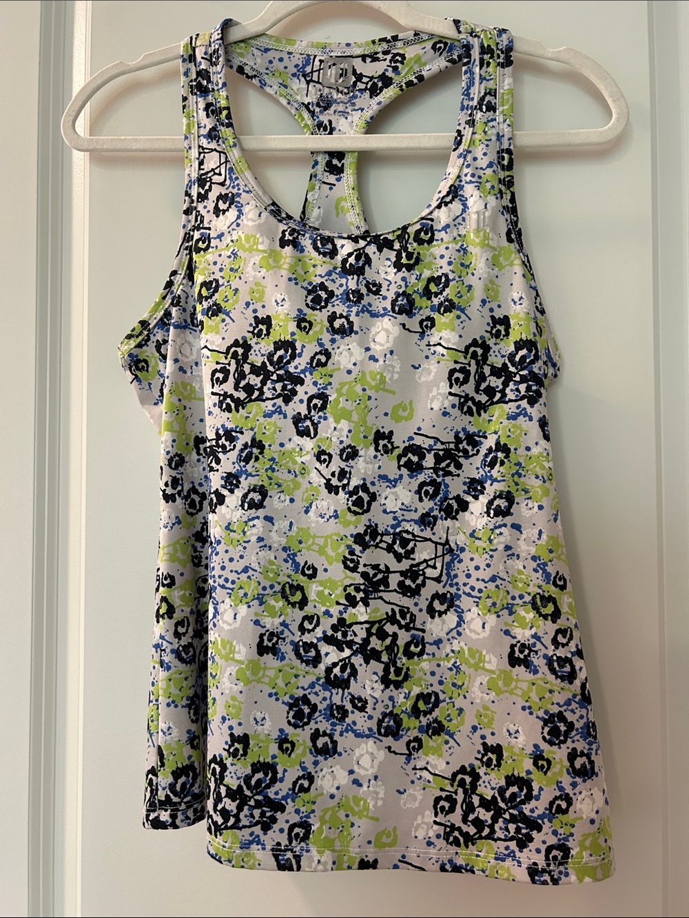 Eleven by Venus Williams Athletic  Tank Top - Blue, Green & Black Floral Print